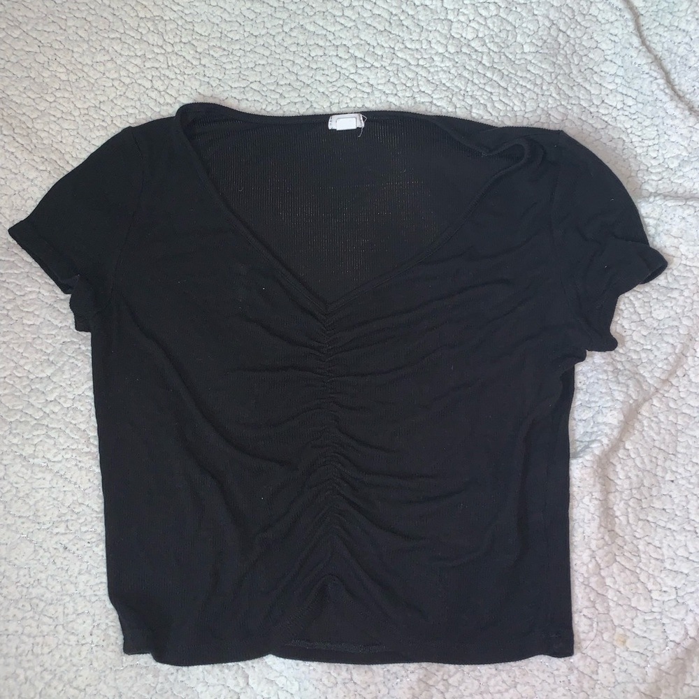 Garage Black Cinched Short Sleeve Top M